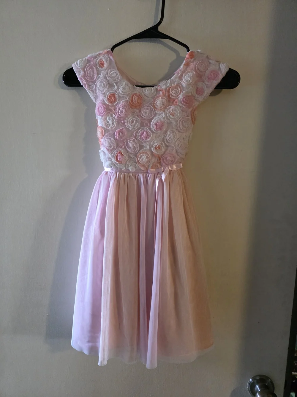 Jona Michelle Pink Floral Rosette Tulle Dress